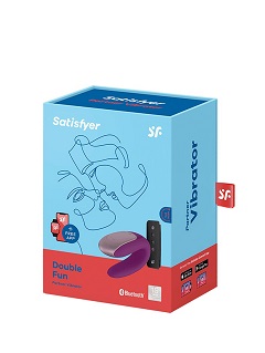 Double fun, vibromasseur couple violet connecté avec télécommande