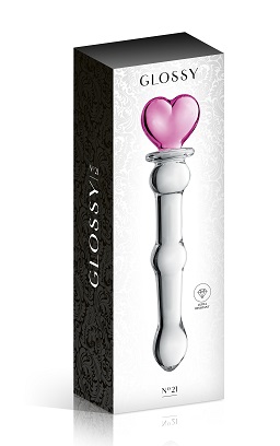 25 Glossy toys n°21, gode en verre cœur 20cm