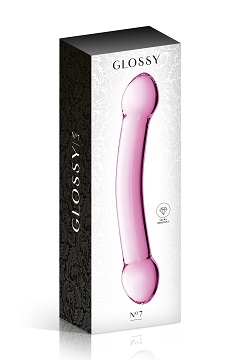 30 Glossy toys n°7, double gode en verre rose 22,5cm