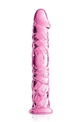 Glossy toys gode  réaliste en verre rose