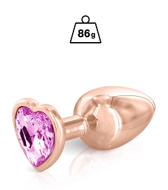 60 Gloria, plug bijou or avec cœur rose 86g