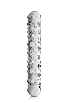 85 Glossy toys n°6, double dong en verre perlé 17cm