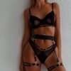 ENSEMBLE 4 PIÈCES - CEINTURE PORTE JARRETELLE BDSM